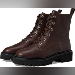 Madewell Rayna Lace-Up Boot in Leather Combat Boot